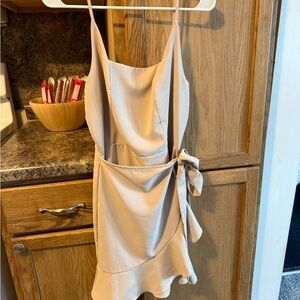 Beige Wrap Dress